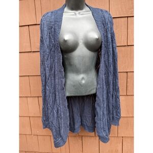 Style&Co Blue long sleeve crocheted open cardigan petite medium